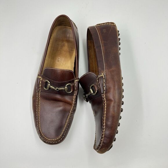 PETER MILLAR 'Leather Bit Loafers' Mens Brown Slip-On  - Sz 13 M - Picture 1 of 6